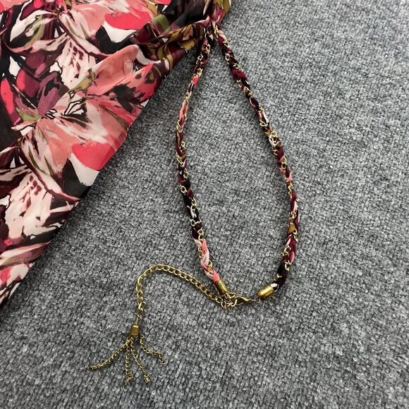 Thalia Sodi One Shoulder Floral Dress Ruffle Overlay Belted Cocktail Midi M - Picture 5 of 7